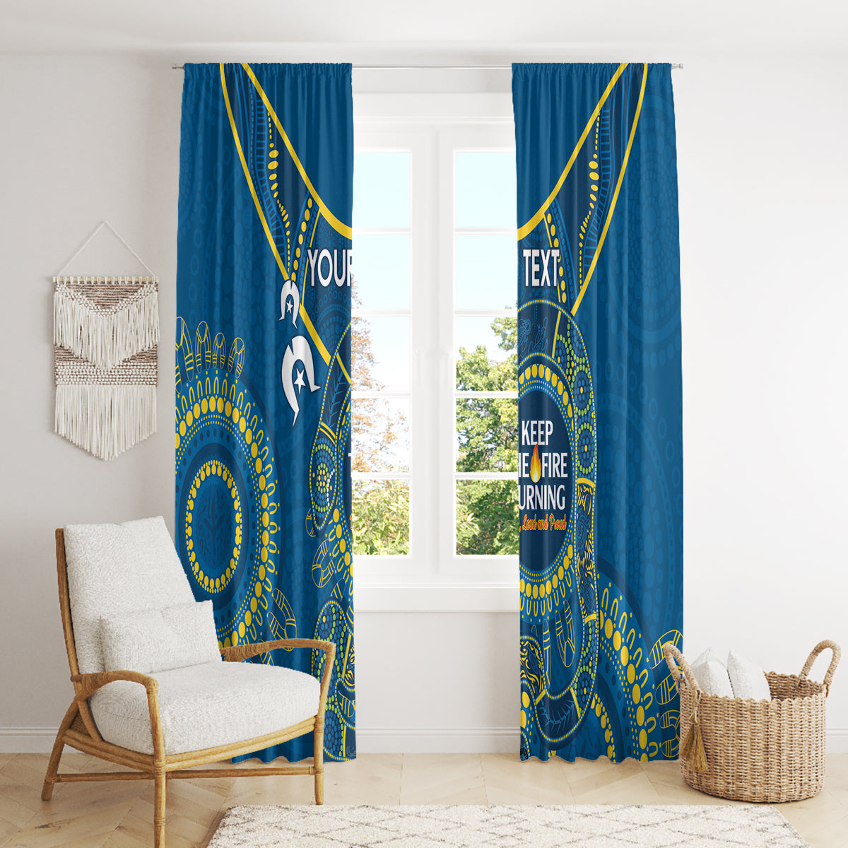 Custom NRL Eels NAIDOC Week Window Curtain Keep The Fire Burning Indigenous Art