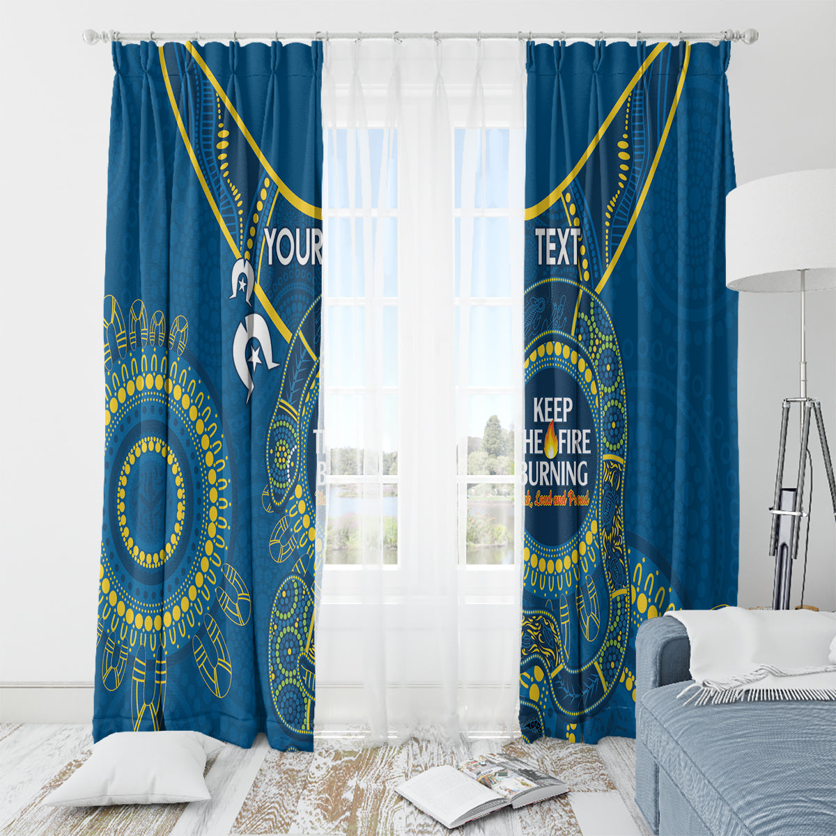 Custom NRL Eels NAIDOC Week Window Curtain Keep The Fire Burning Indigenous Art