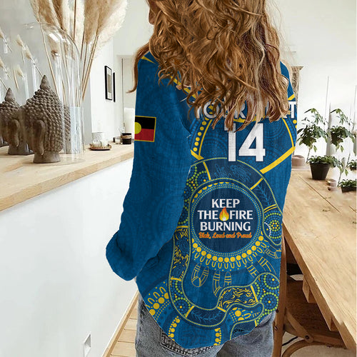 Custom NRL Eels NAIDOC Week Women Casual Shirt Keep The Fire Burning Indigenous Art