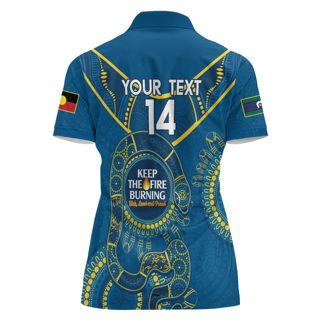 Custom NRL Eels NAIDOC Week Women Polo Shirt Keep The Fire Burning Indigenous Art