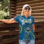 Custom NRL Eels NAIDOC Week Women Polo Shirt Keep The Fire Burning Indigenous Art