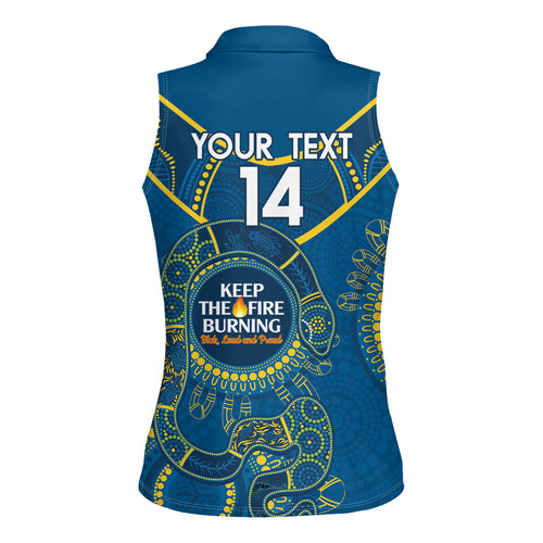 Custom NRL Eels NAIDOC Week Women Sleeveless Polo Shirt Keep The Fire Burning Indigenous Art