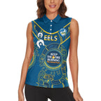 Custom NRL Eels NAIDOC Week Women Sleeveless Polo Shirt Keep The Fire Burning Indigenous Art