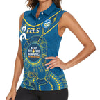 Custom NRL Eels NAIDOC Week Women Sleeveless Polo Shirt Keep The Fire Burning Indigenous Art
