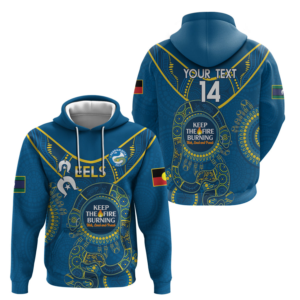 Custom NRL Eels NAIDOC Week Zip Hoodie Keep The Fire Burning Indigenous Art