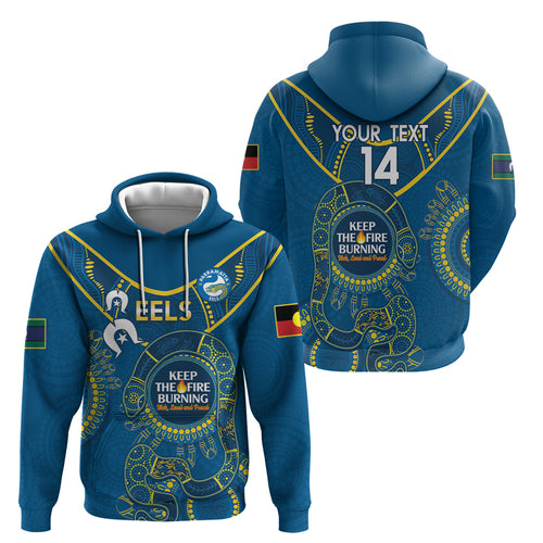 Custom NRL Eels NAIDOC Week Zip Hoodie Keep The Fire Burning Indigenous Art