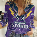 Melbourne Storm Rugby Women Casual Shirt Indigenous Boomerang Gradient Style LT14