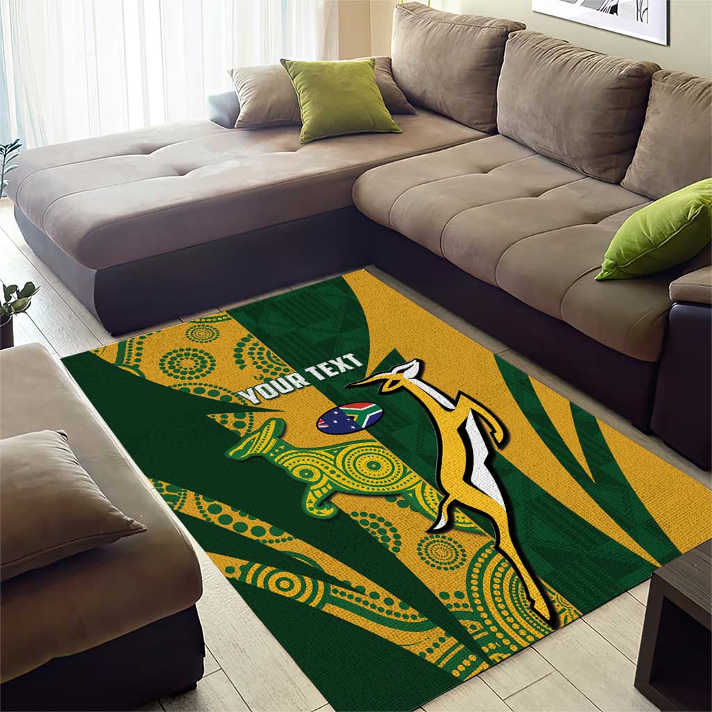 South Africa Australia Rugby Custom Area Rug Springboks Wallabies Together - Aussie Hoodie