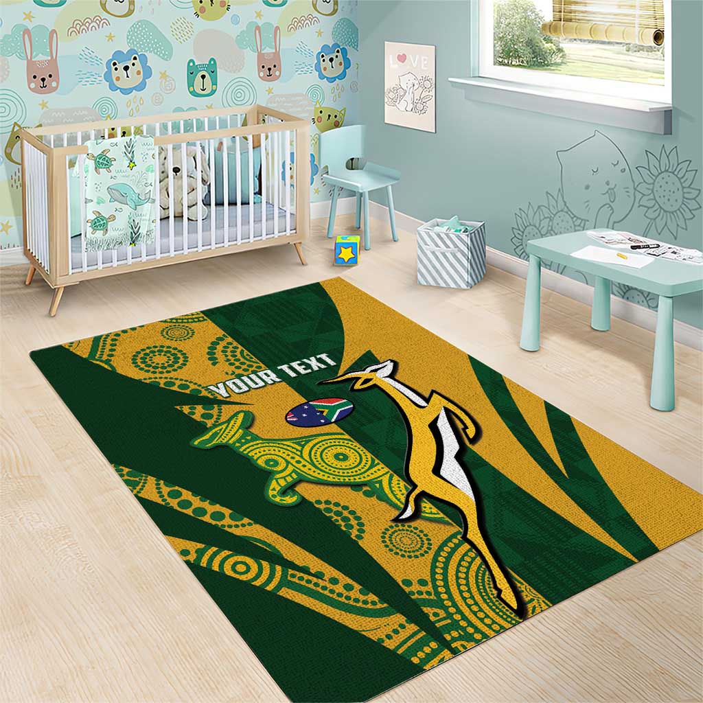 South Africa Australia Rugby Custom Area Rug Springboks Wallabies Together - Aussie Hoodie