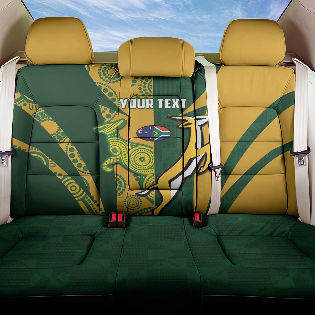 South Africa Australia Rugby Custom Back Car Seat Cover Springboks Wallabies Together - Aussie Hoodie