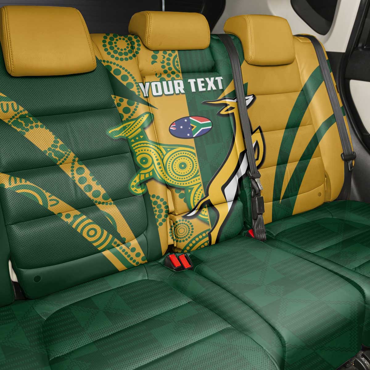 South Africa Australia Rugby Custom Back Car Seat Cover Springboks Wallabies Together - Aussie Hoodie