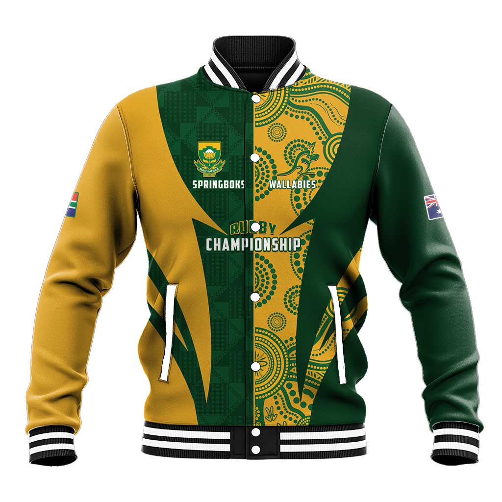 South Africa Australia Rugby Custom Baseball Jacket Springboks Wallabies Together - Aussie Hoodie