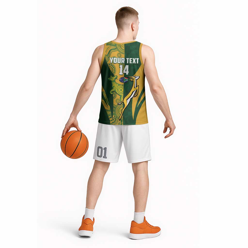 South Africa Australia Rugby Custom Basketball Jersey Springboks Wallabies Together - Aussie Hoodie