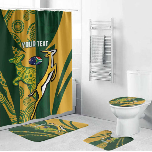 South Africa Australia Rugby Custom Bathroom Set Springboks Wallabies Together - Aussie Hoodie