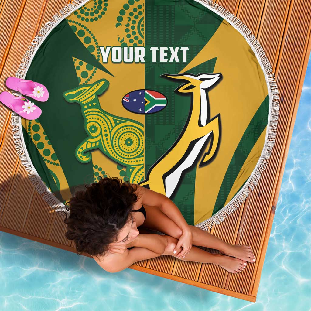 South Africa Australia Rugby Custom Beach Blanket Springboks Wallabies Together - Aussie Hoodie
