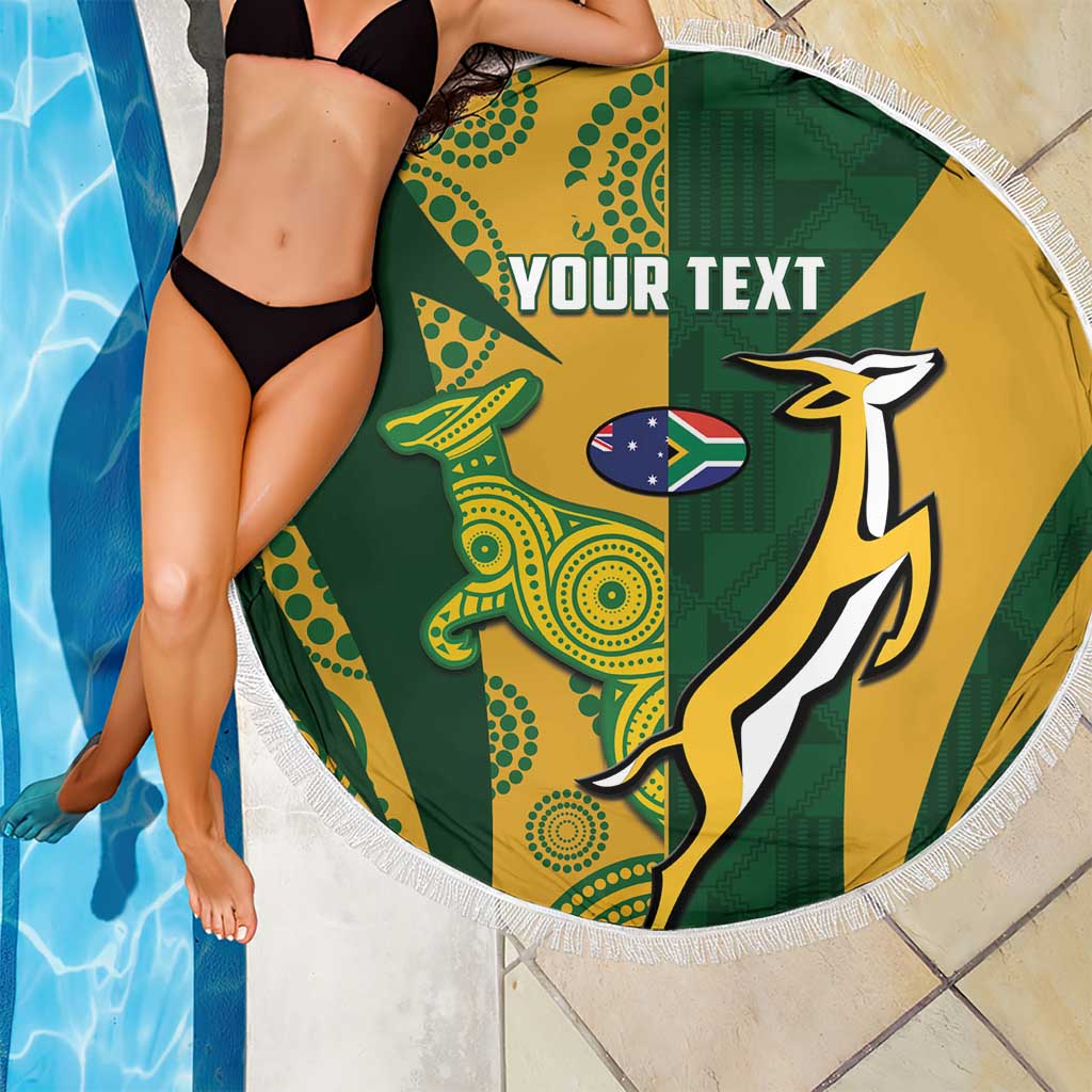 South Africa Australia Rugby Custom Beach Blanket Springboks Wallabies Together - Aussie Hoodie