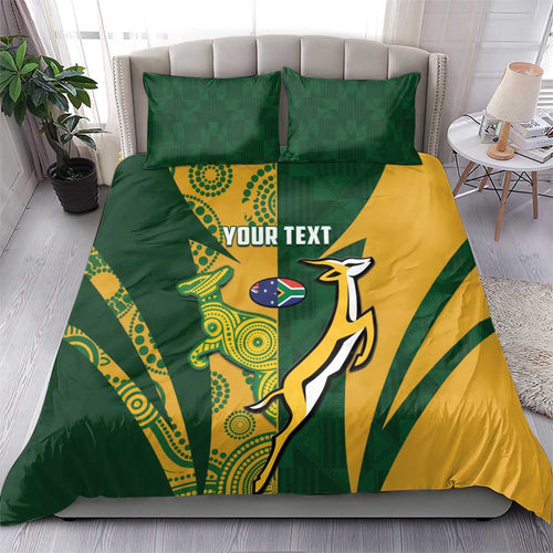 South Africa Australia Rugby Custom Bedding Set Springboks Wallabies Together - Aussie Hoodie