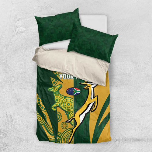 South Africa Australia Rugby Custom Bedding Set Springboks Wallabies Together - Aussie Hoodie