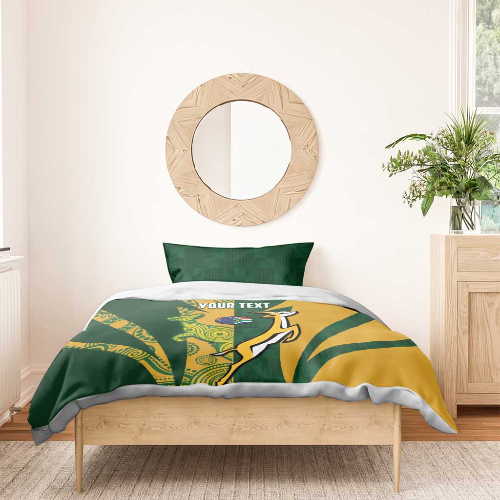 South Africa Australia Rugby Custom Bedding Set Springboks Wallabies Together - Aussie Hoodie