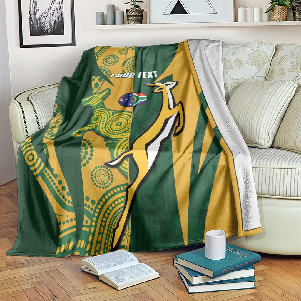 South Africa Australia Rugby Custom Blanket Springboks Wallabies Together - Aussie Hoodie