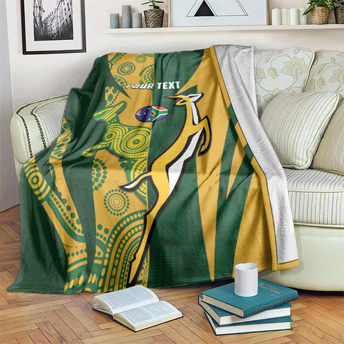 South Africa Australia Rugby Custom Blanket Springboks Wallabies Together - Aussie Hoodie