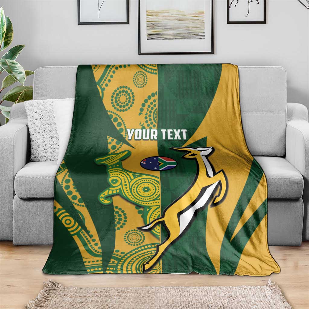 South Africa Australia Rugby Custom Blanket Springboks Wallabies Together - Aussie Hoodie