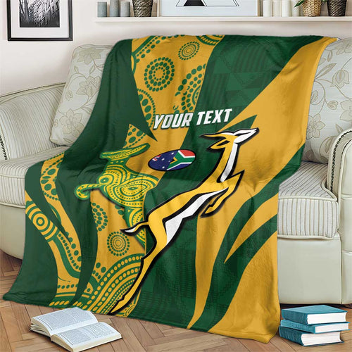 South Africa Australia Rugby Custom Blanket Springboks Wallabies Together - Aussie Hoodie
