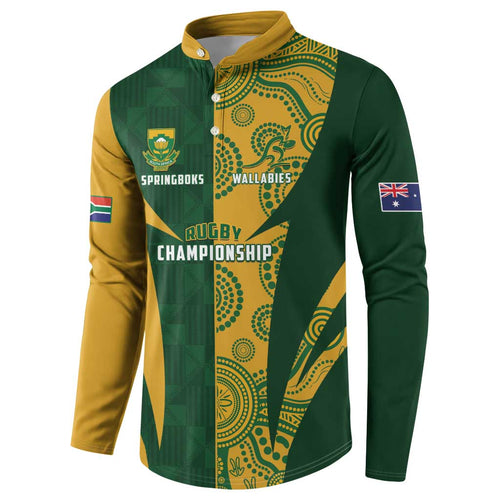 South Africa Australia Rugby Custom Button Sweatshirt Springboks Wallabies Together - Aussie Hoodie