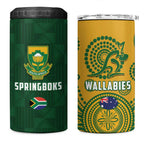 South Africa Australia Rugby 4 in 1 Can Cooler Tumbler Springboks Wallabies Together - Aussie Hoodie