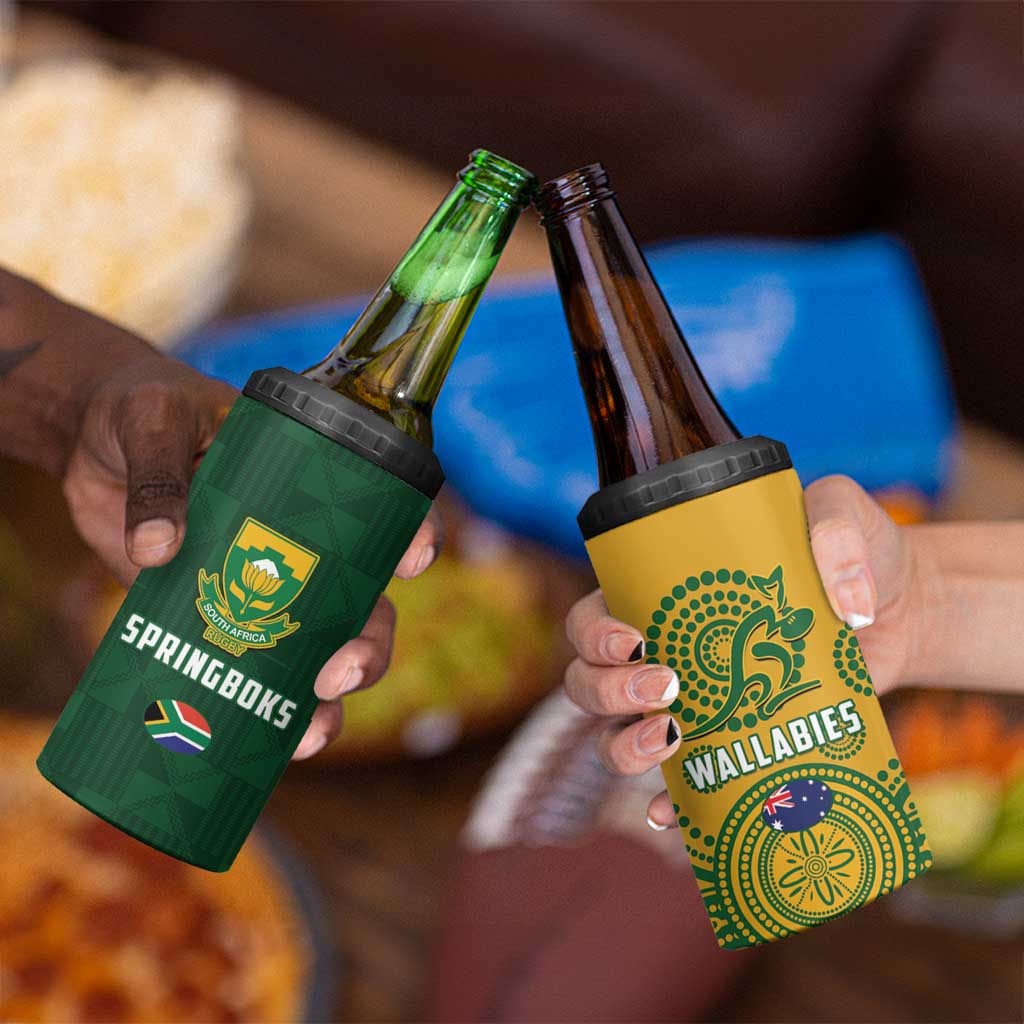 South Africa Australia Rugby 4 in 1 Can Cooler Tumbler Springboks Wallabies Together - Aussie Hoodie