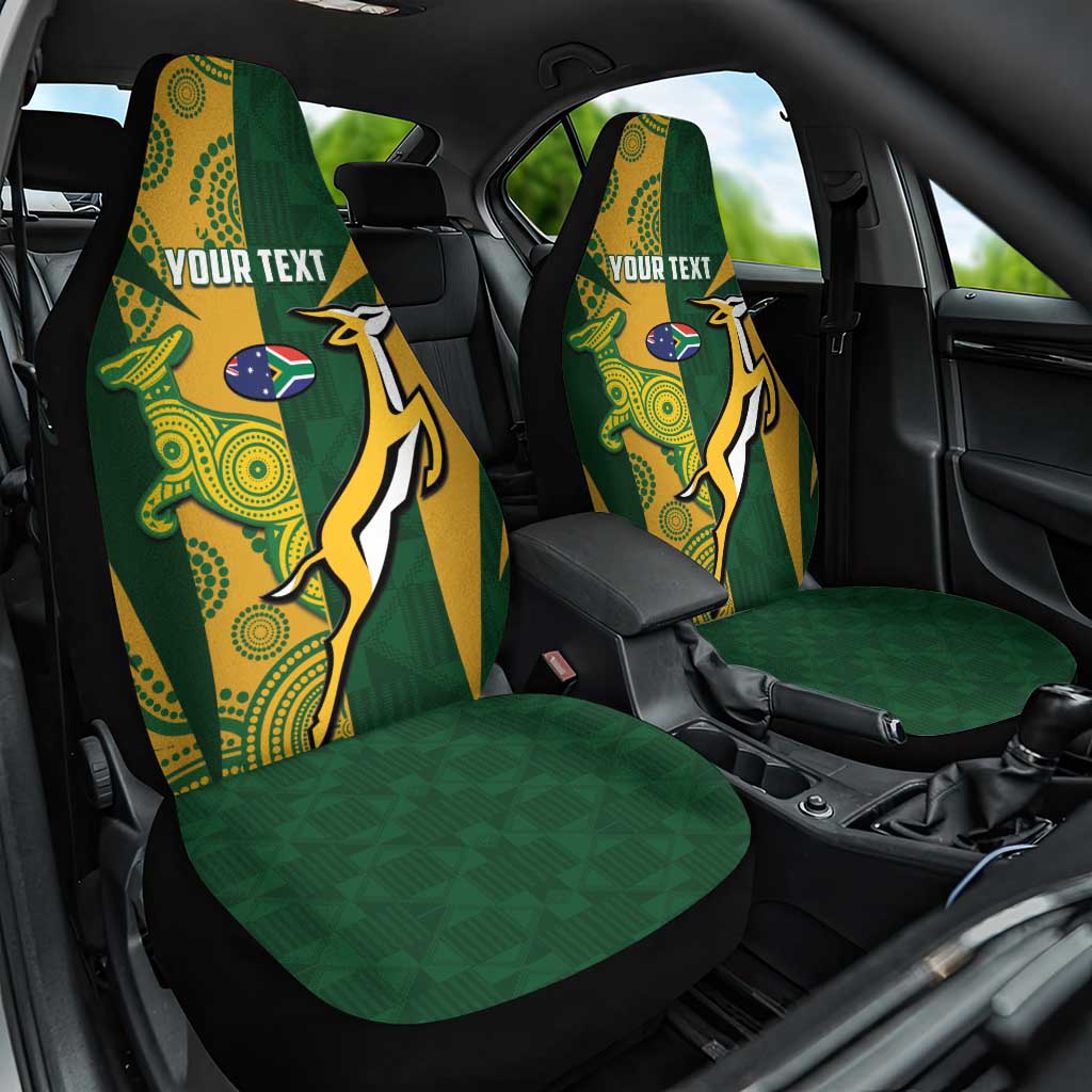 South Africa Australia Rugby Custom Car Seat Cover Springboks Wallabies Together - Aussie Hoodie