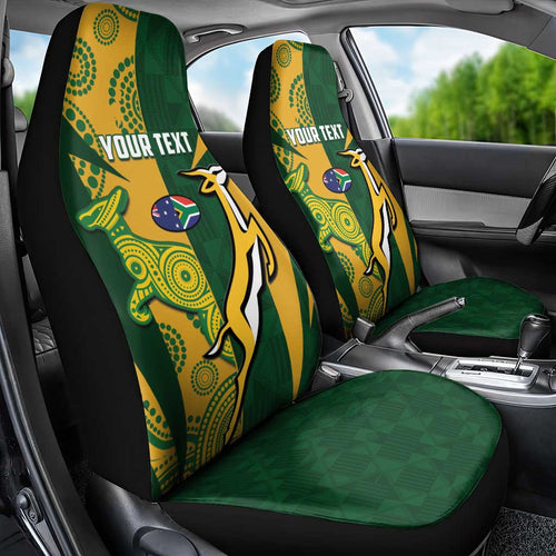 South Africa Australia Rugby Custom Car Seat Cover Springboks Wallabies Together - Aussie Hoodie
