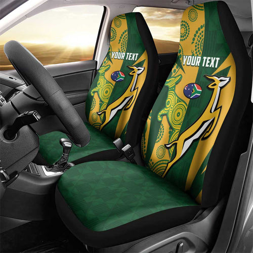 South Africa Australia Rugby Custom Car Seat Cover Springboks Wallabies Together - Aussie Hoodie