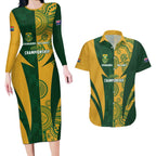 South Africa Australia Rugby Custom Couples Matching Long Sleeve Bodycon Dress and Hawaiian Shirt Springboks Wallabies Together - Aussie Hoodie
