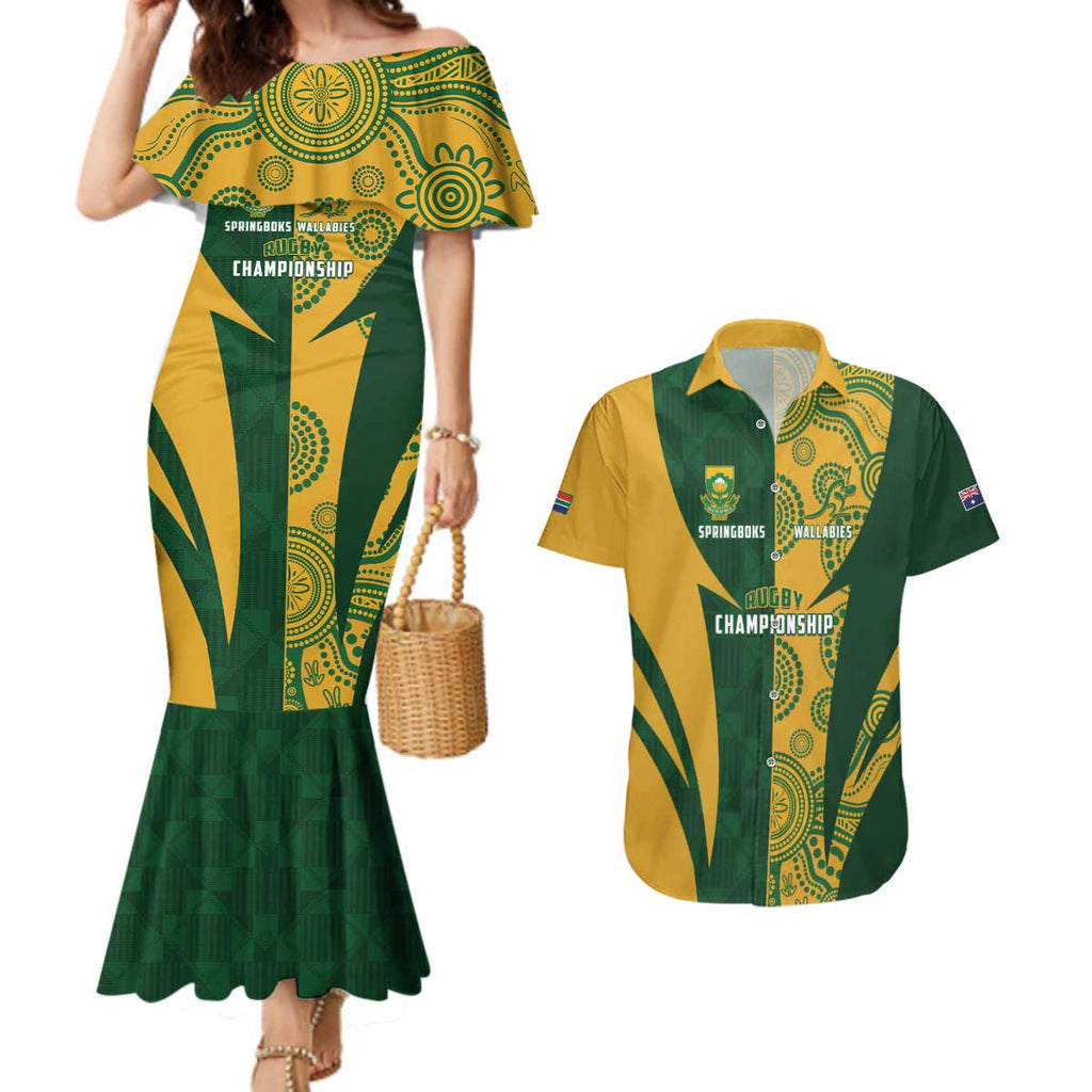 South Africa Australia Rugby Custom Couples Matching Mermaid Dress and Hawaiian Shirt Springboks Wallabies Together - Aussie Hoodie