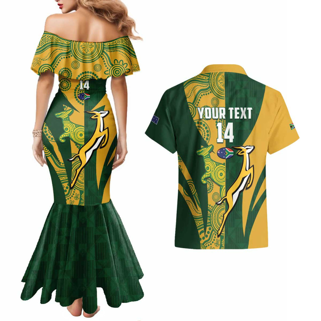 South Africa Australia Rugby Custom Couples Matching Mermaid Dress and Hawaiian Shirt Springboks Wallabies Together - Aussie Hoodie