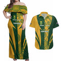 South Africa Australia Rugby Custom Couples Matching Off Shoulder Maxi Dress and Hawaiian Shirt Springboks Wallabies Together - Aussie Hoodie