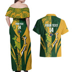 South Africa Australia Rugby Custom Couples Matching Off Shoulder Maxi Dress and Hawaiian Shirt Springboks Wallabies Together - Aussie Hoodie