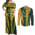 South Africa Australia Rugby Custom Couples Matching Off Shoulder Maxi Dress and Long Sleeve Button Shirt Springboks Wallabies Together - Aussie Hoodie