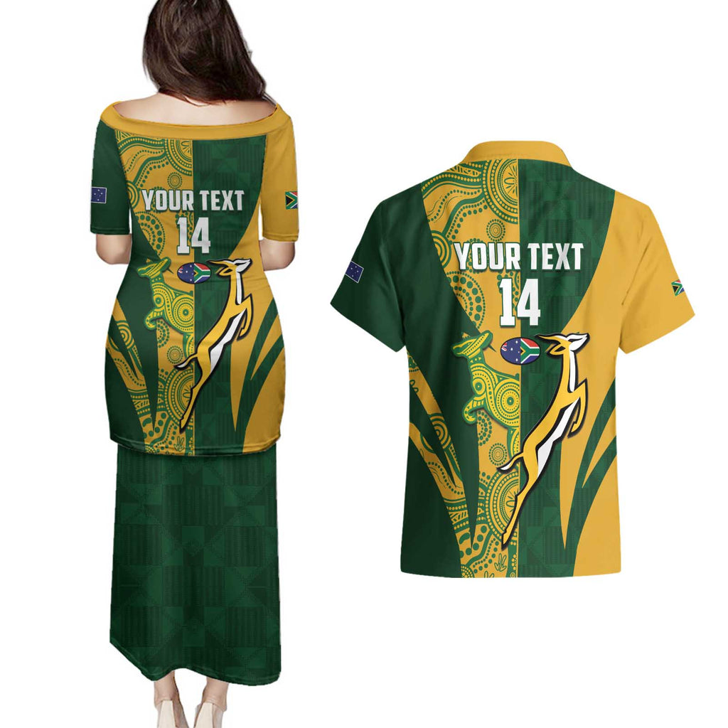 South Africa Australia Rugby Custom Couples Matching Puletasi and Hawaiian Shirt Springboks Wallabies Together - Aussie Hoodie