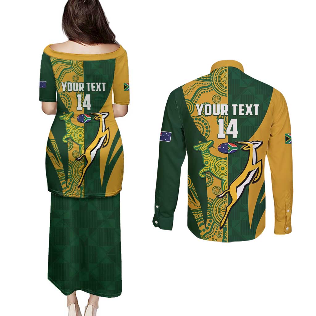 South Africa Australia Rugby Custom Couples Matching Puletasi and Long Sleeve Button Shirt Springboks Wallabies Together - Aussie Hoodie