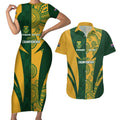 South Africa Australia Rugby Custom Couples Matching Short Sleeve Bodycon Dress and Hawaiian Shirt Springboks Wallabies Together - Aussie Hoodie