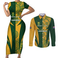 South Africa Australia Rugby Custom Couples Matching Short Sleeve Bodycon Dress and Long Sleeve Button Shirt Springboks Wallabies Together - Aussie Hoodie