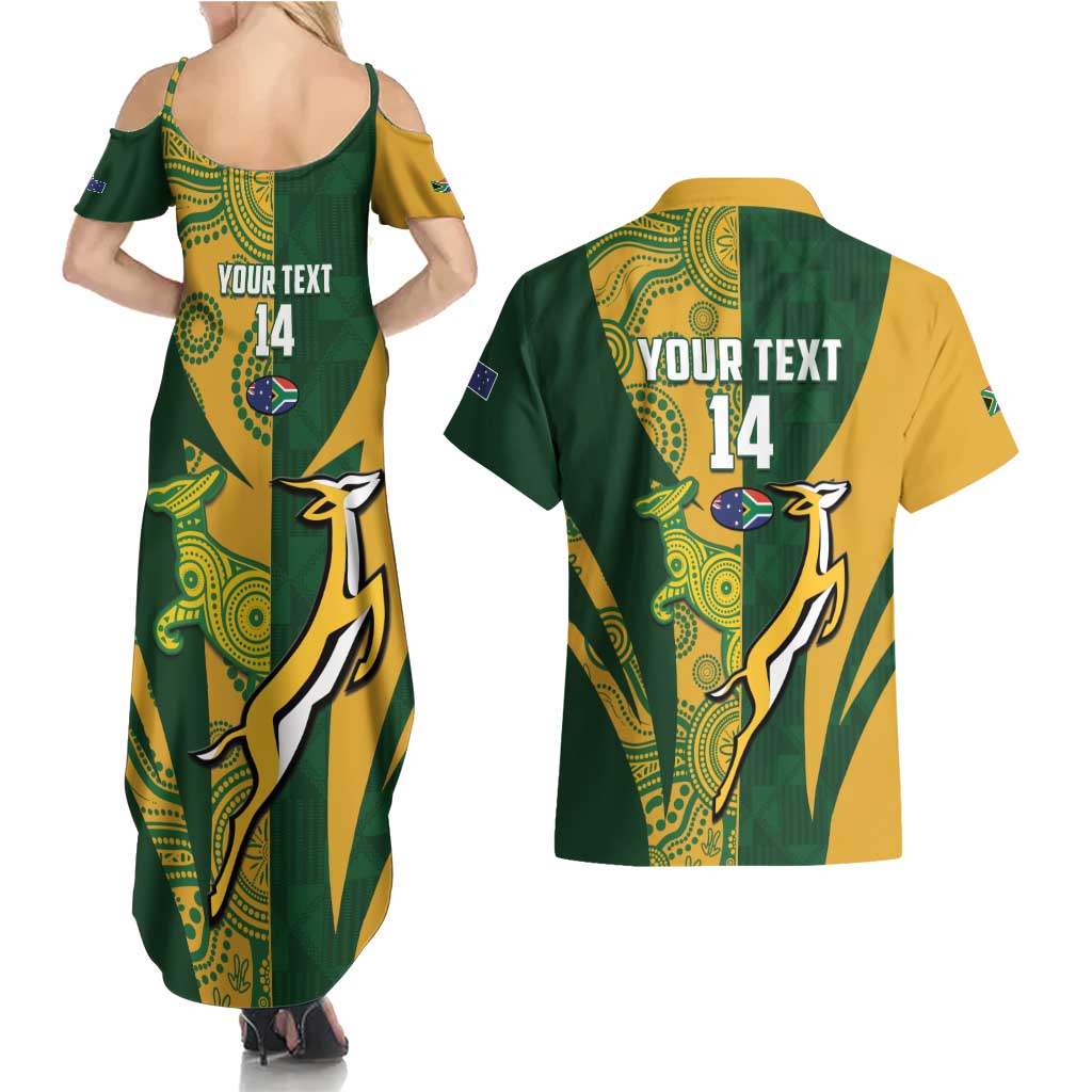 South Africa Australia Rugby Custom Couples Matching Summer Maxi Dress and Hawaiian Shirt Springboks Wallabies Together - Aussie Hoodie