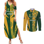 South Africa Australia Rugby Custom Couples Matching Summer Maxi Dress and Long Sleeve Button Shirt Springboks Wallabies Together - Aussie Hoodie