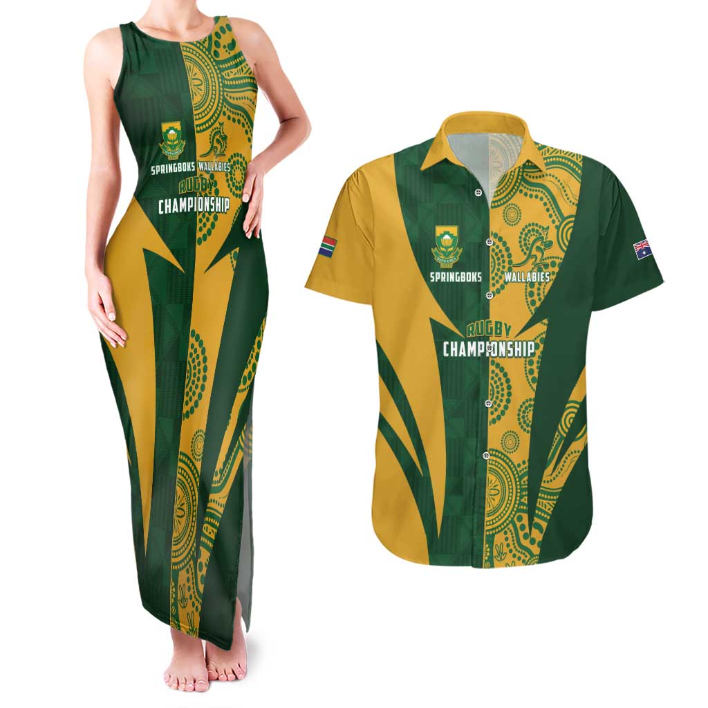 South Africa Australia Rugby Custom Couples Matching Tank Maxi Dress and Hawaiian Shirt Springboks Wallabies Together - Aussie Hoodie