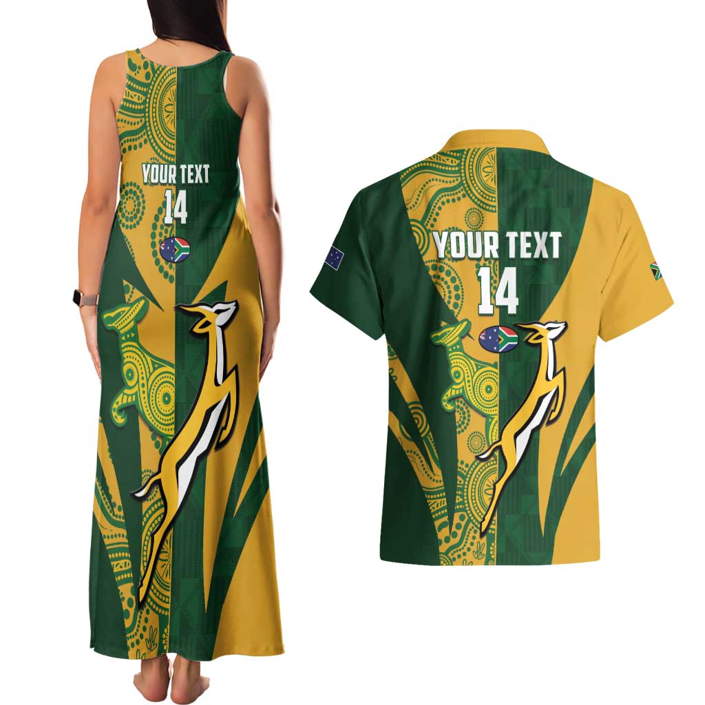 South Africa Australia Rugby Custom Couples Matching Tank Maxi Dress and Hawaiian Shirt Springboks Wallabies Together - Aussie Hoodie