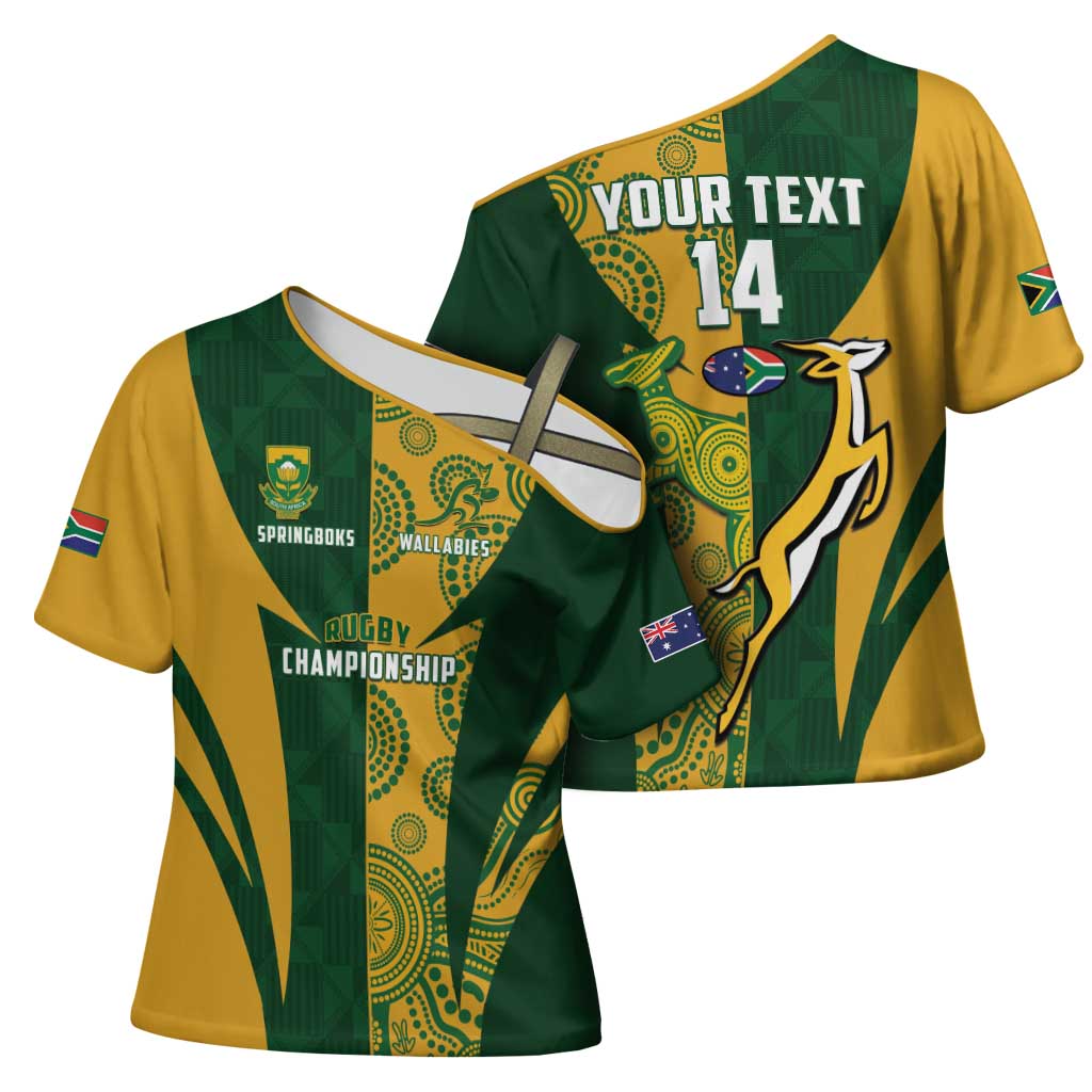 South Africa Australia Rugby Custom Cross Shoulder Shirt Springboks Wallabies Together - Aussie Hoodie