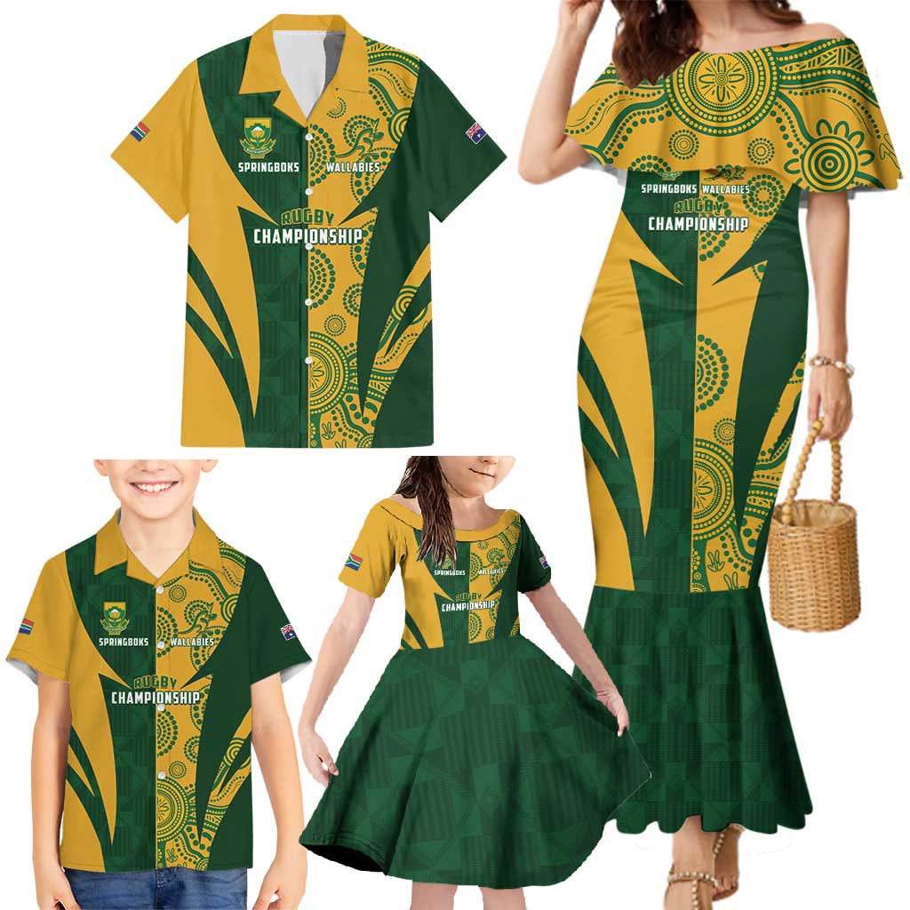 South Africa Australia Rugby Custom Family Matching Mermaid Dress and Hawaiian Shirt Springboks Wallabies Together - Aussie Hoodie