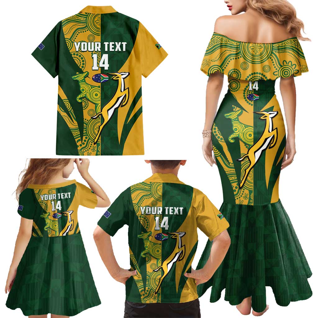 South Africa Australia Rugby Custom Family Matching Mermaid Dress and Hawaiian Shirt Springboks Wallabies Together - Aussie Hoodie